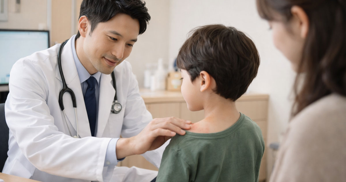 子供を診断する医者