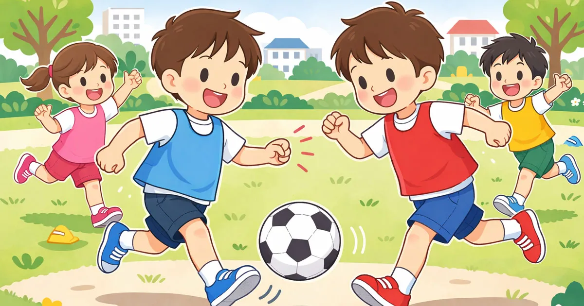 サッカーをする子供たち