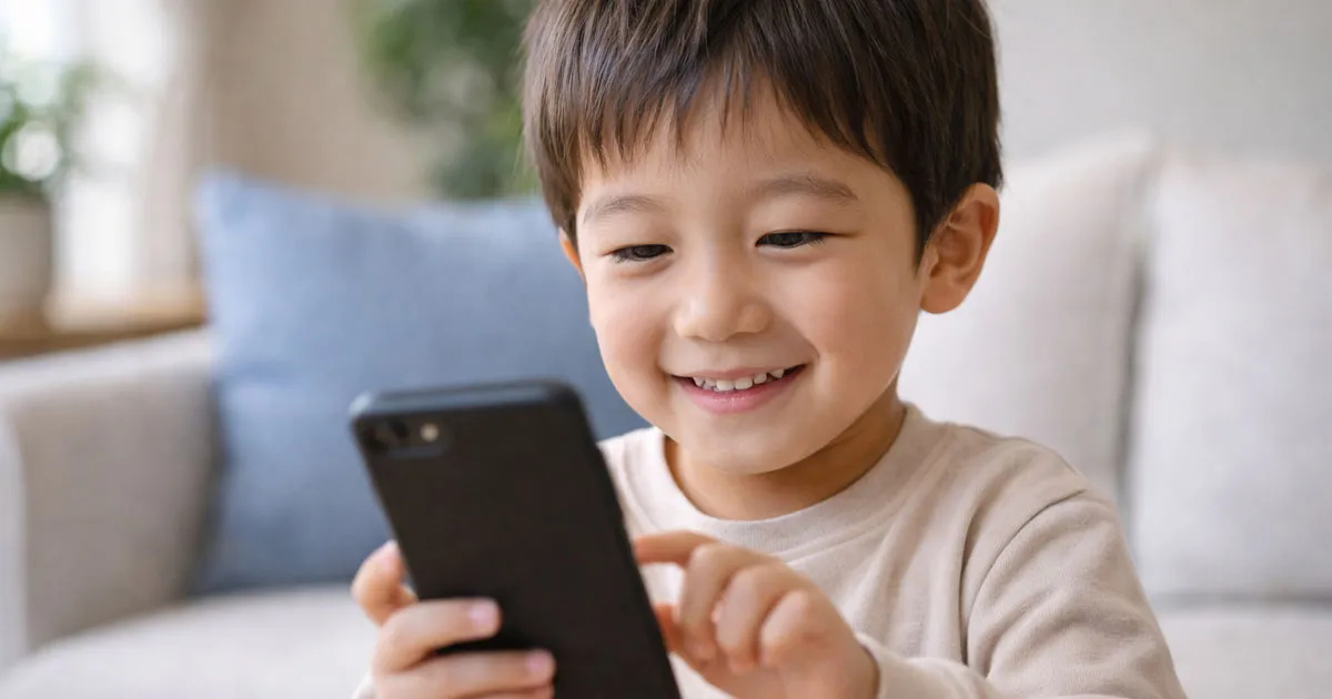 スマホを操作する子供