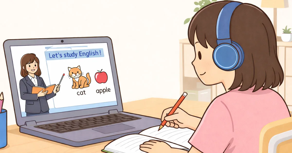 オンライン授業を受ける女の子