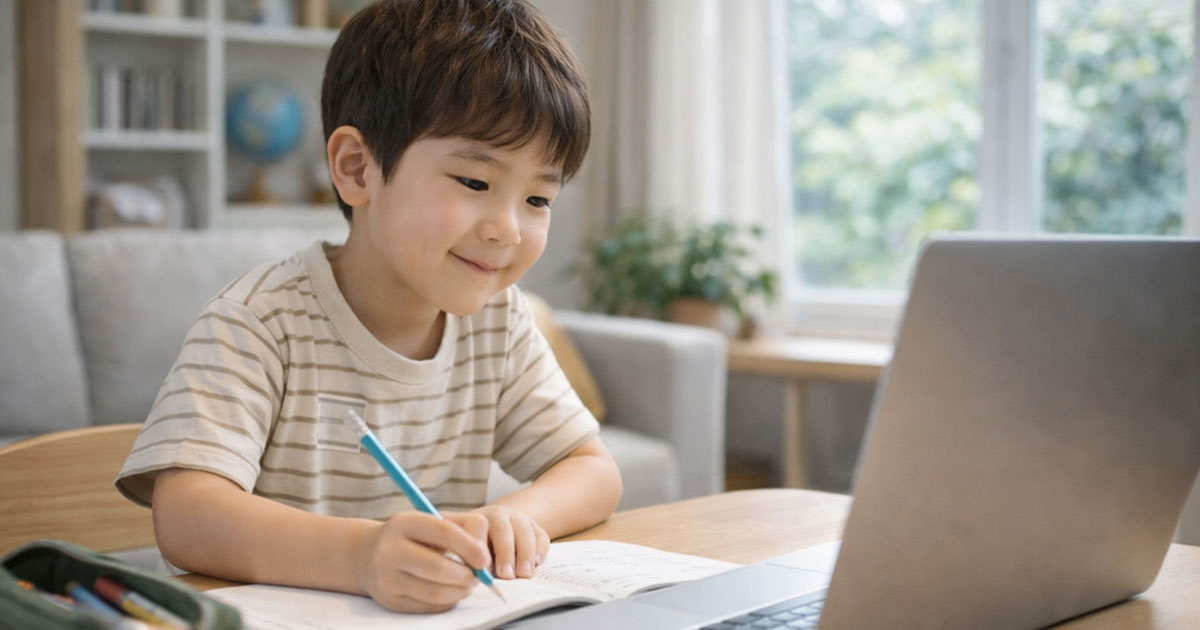 オンライン学習をする子供