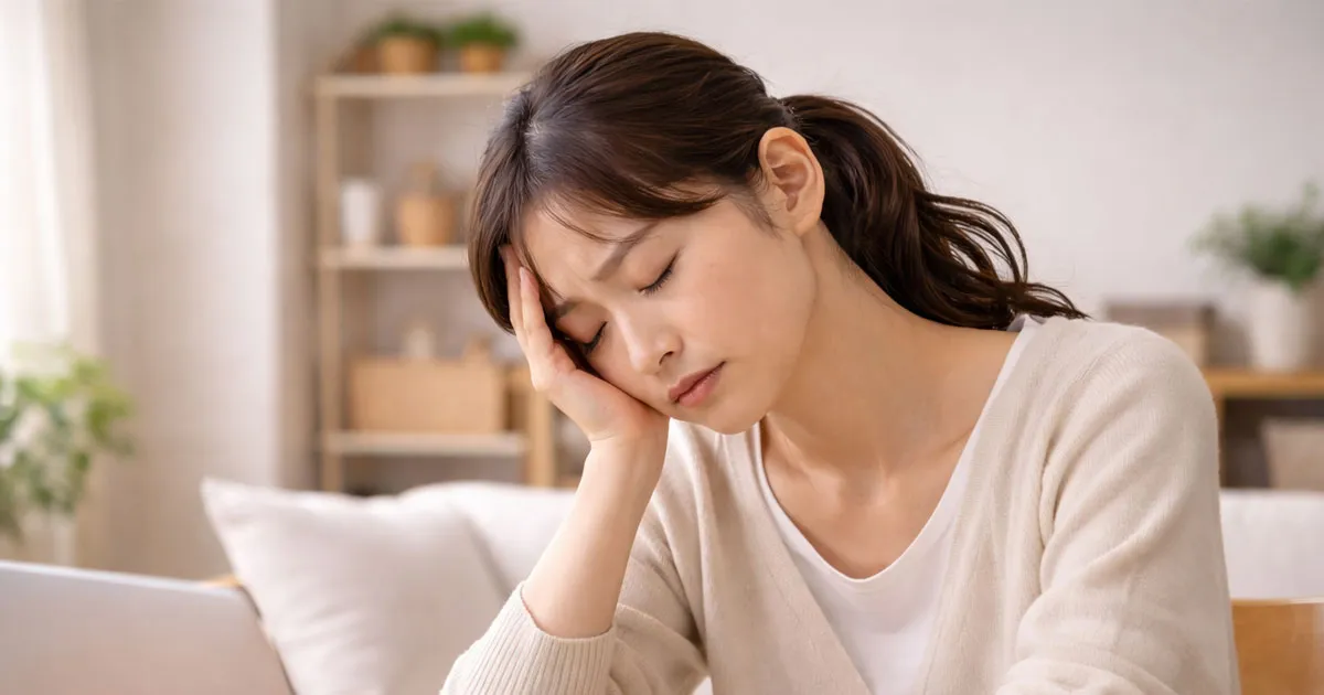 疲れていそうな母親