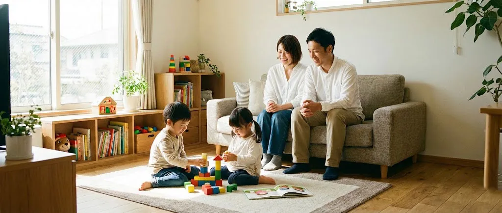 子供を見守る両親