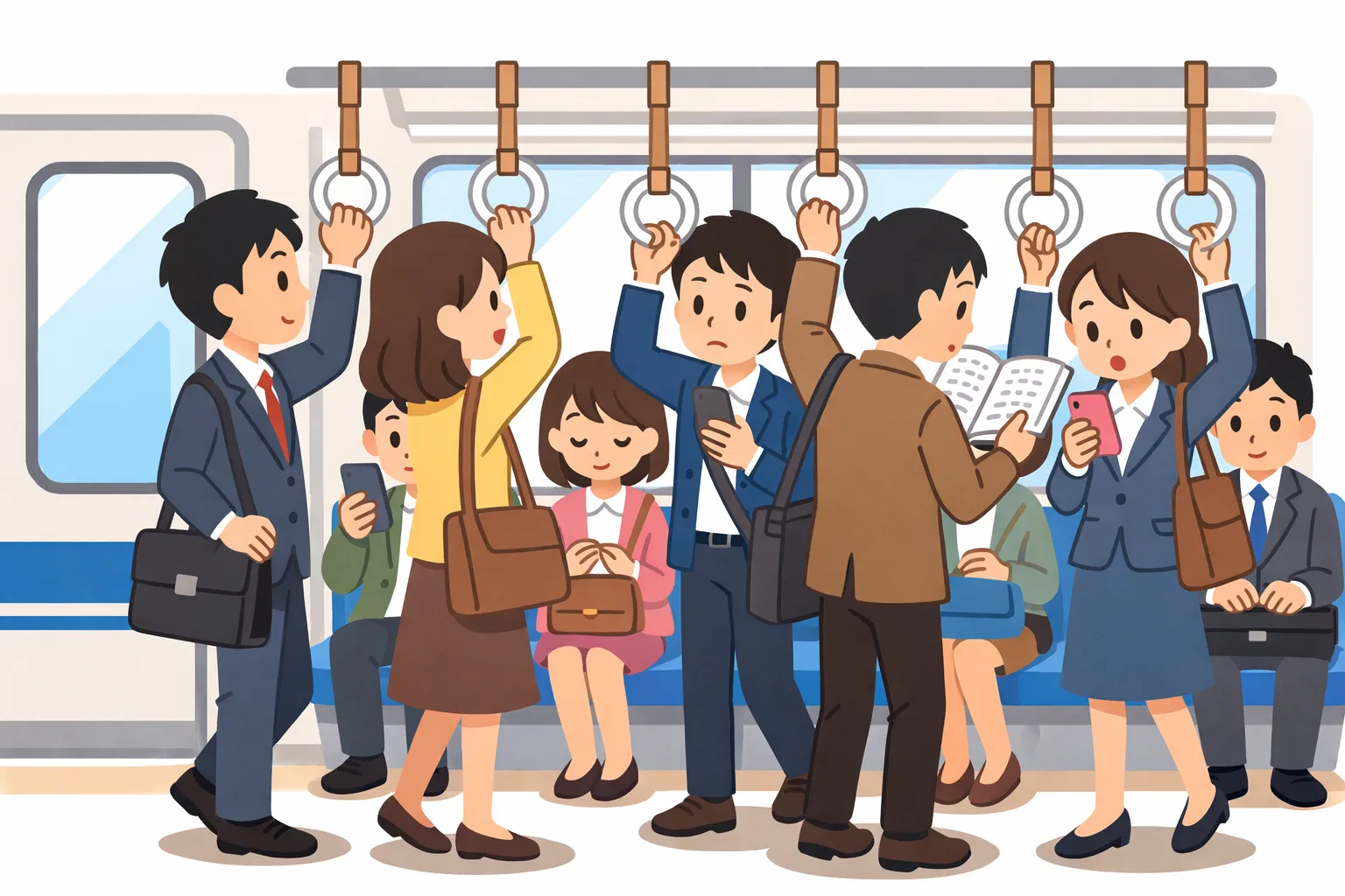 混雑している電車内