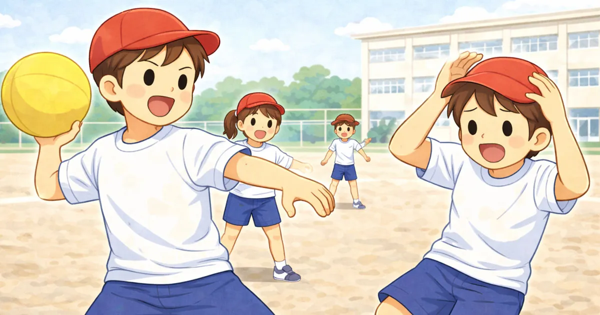 ドッジボールをする子供たち