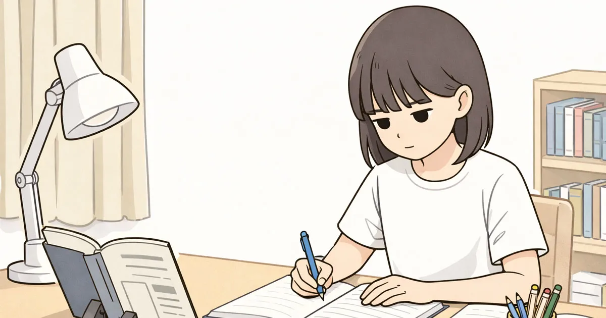 宿題をする女の子