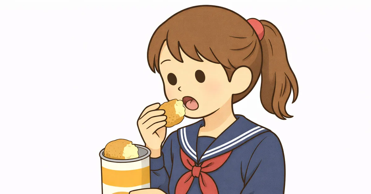 乾パンを食べる女学生