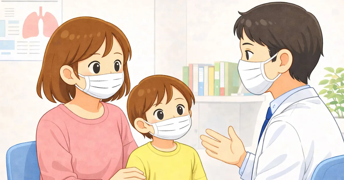 検診をうける親子