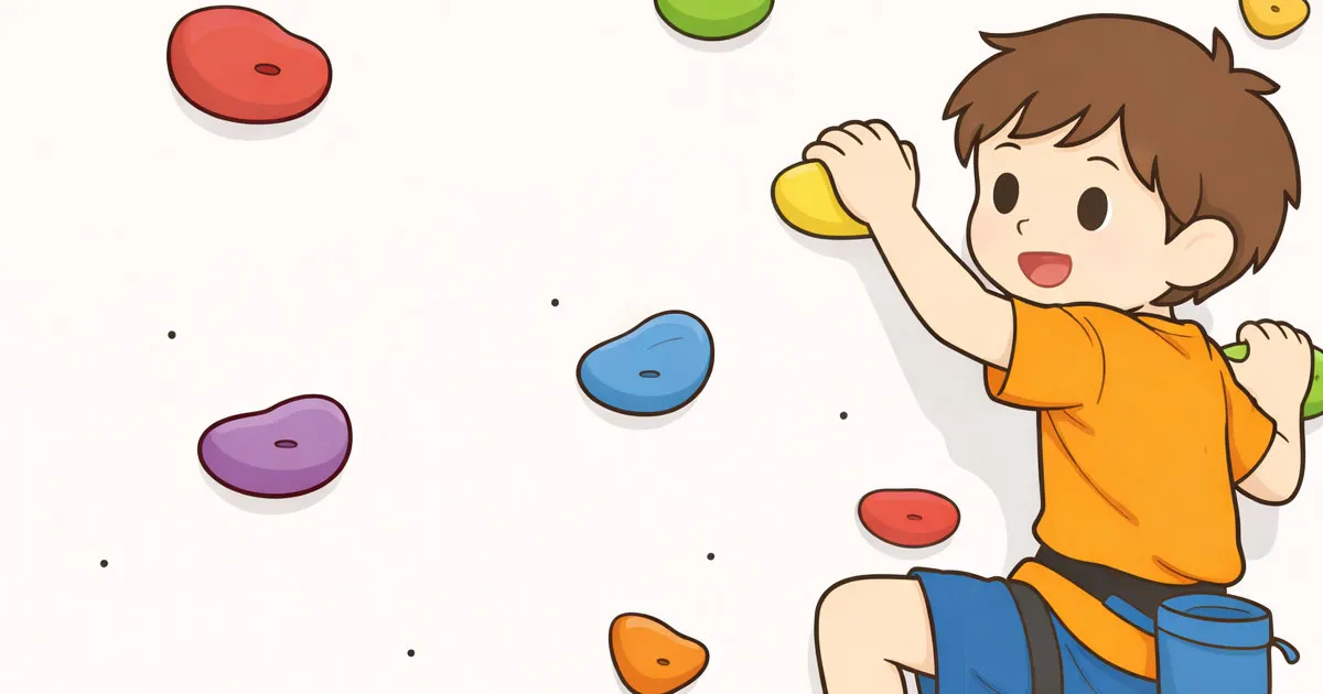 ボルダリングしてる子供