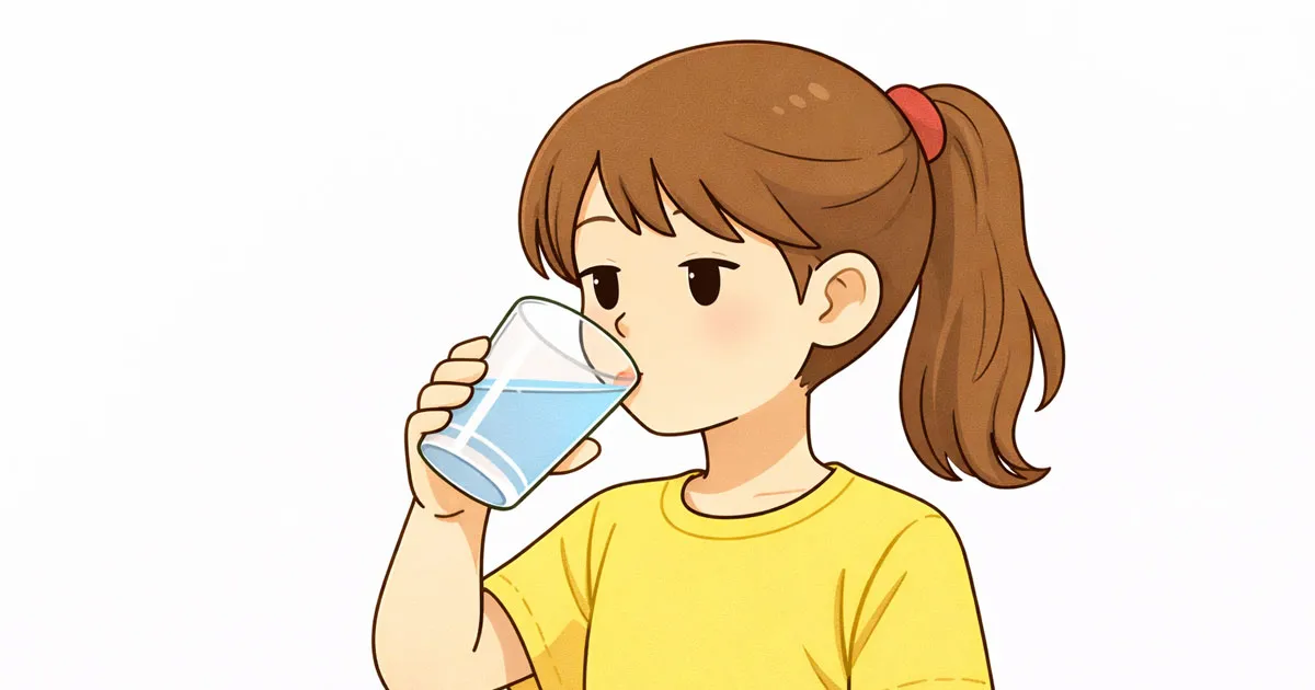水を飲む女の子