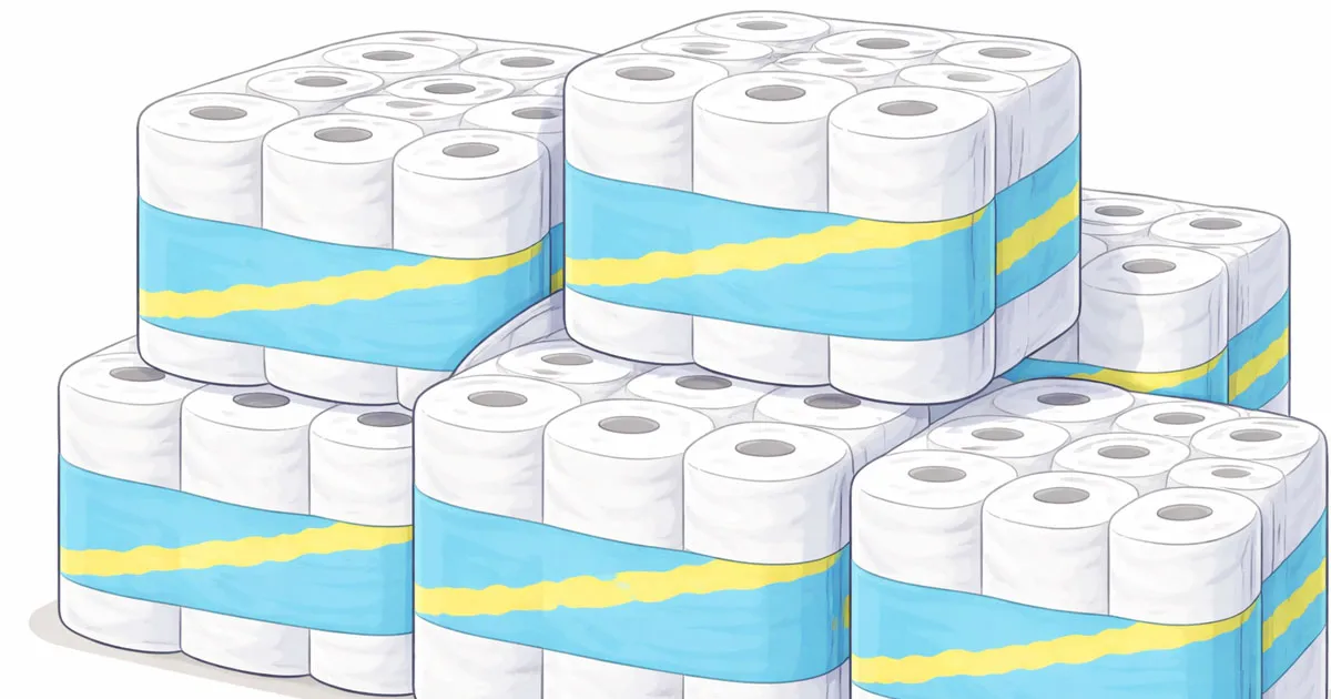 積み重なったトイレットペーパー