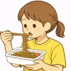 焼きそばを食べる女の子
