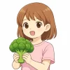ブロッコリーを持つ女の子