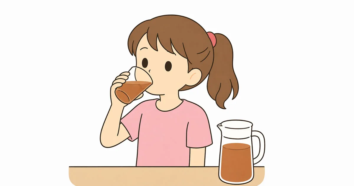 麦茶を飲む女の子