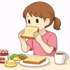 食パンを食べる女の子